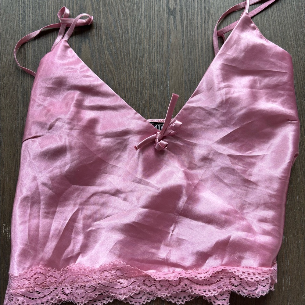 Fashion Nova Pink Lace Trim Chemise